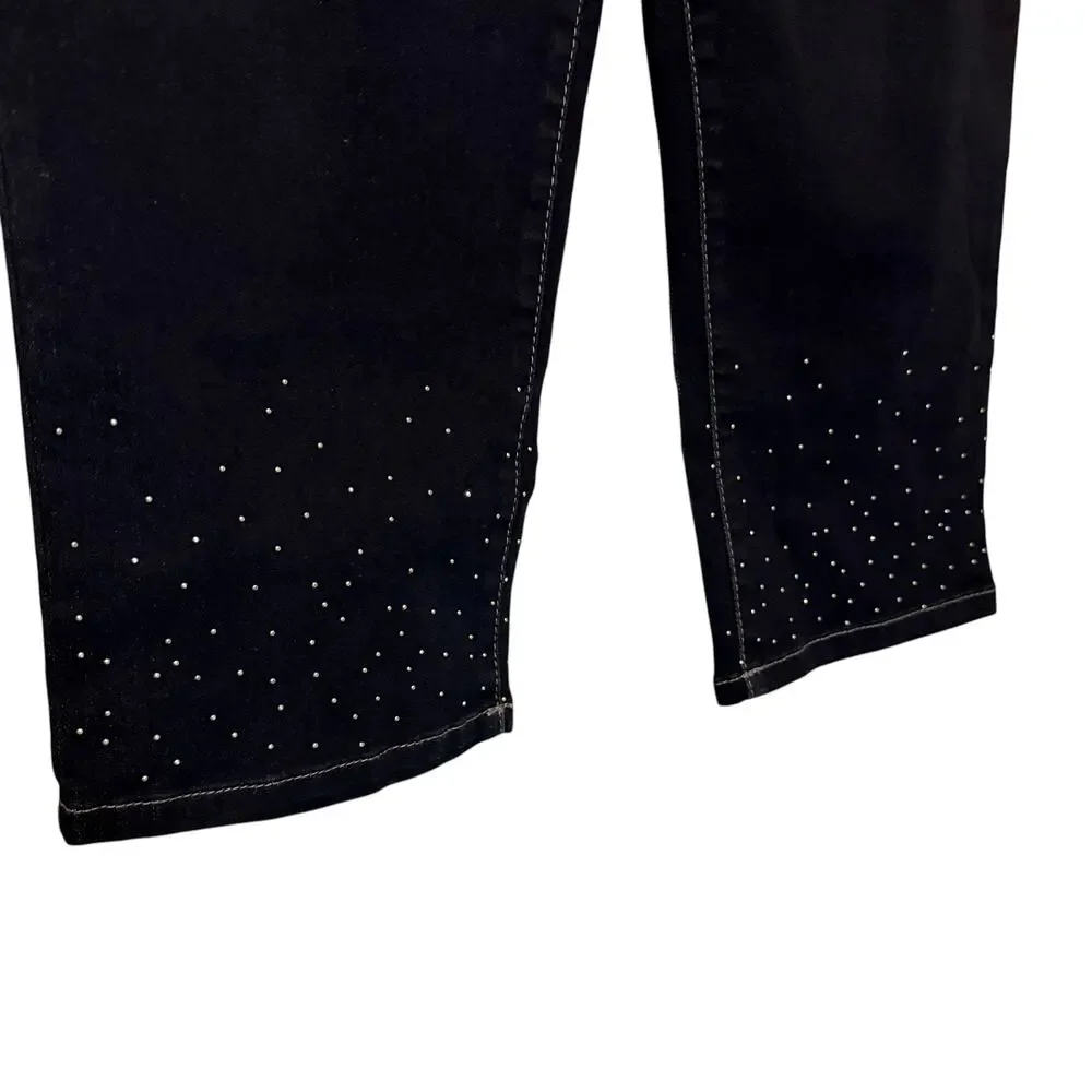 New Directions Capri Crop Jeans Silver Studded Size 10